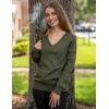 Zeagoo Women’s 2026 Fall V Neck Sweater Trendy Long Sleeve Casual Lightweight Ribbed Knit Pullover Tops(Army Green)