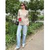 Zeagoo Women’s 2026 Fall V Neck Sweater Trendy Long Sleeve Casual Lightweight Ribbed Knit Pullover Tops(Beige)