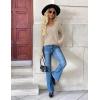 Zeagoo Women’s 2026 Fall V Neck Sweater Trendy Long Sleeve Casual Lightweight Ribbed Knit Pullover Tops(Beige)