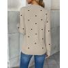 Zeagoo Women’s 2026 Fall V Neck Sweater Trendy Long Sleeve Casual Lightweight Ribbed Knit Pullover Tops(Beige Black Heart)