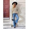 Zeagoo Women’s 2026 Fall V Neck Sweater Trendy Long Sleeve Casual Lightweight Ribbed Knit Pullover Tops(Beige Black Heart)