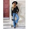 Zeagoo Women’s 2026 Fall V Neck Sweater Trendy Long Sleeve Casual Lightweight Ribbed Knit Pullover Tops(Black)