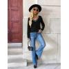 Zeagoo Women’s 2026 Fall V Neck Sweater Trendy Long Sleeve Casual Lightweight Ribbed Knit Pullover Tops(Black Stripe)