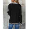 Zeagoo Women’s 2026 Fall V Neck Sweater Trendy Long Sleeve Casual Lightweight Ribbed Knit Pullover Tops(Black Stripe)