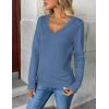 Zeagoo Women’s 2026 Fall V Neck Sweater Trendy Long Sleeve Casual Lightweight Ribbed Knit Pullover Tops(Blue)