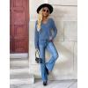 Zeagoo Women’s 2026 Fall V Neck Sweater Trendy Long Sleeve Casual Lightweight Ribbed Knit Pullover Tops(Blue)