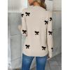 Zeagoo Women’s 2026 Fall V Neck Sweater Trendy Long Sleeve Casual Lightweight Ribbed Knit Pullover Tops(Bowknot Apricot)