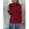 Zeagoo Women’s 2026 Fall V Neck Sweater Trendy Long Sleeve Casual Lightweight Ribbed Knit Pullover Tops(Bowknot Red)
