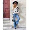 Zeagoo Women’s 2026 Fall V Neck Sweater Trendy Long Sleeve Casual Lightweight Ribbed Knit Pullover Tops(Bowknot White)
