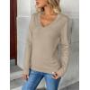 Zeagoo Women’s 2026 Fall V Neck Sweater Trendy Long Sleeve Casual Lightweight Ribbed Knit Pullover Tops(Coffee)
