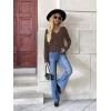 Zeagoo Women’s 2026 Fall V Neck Sweater Trendy Long Sleeve Casual Lightweight Ribbed Knit Pullover Tops(Dark Brown)