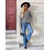 Zeagoo Women’s 2026 Fall V Neck Sweater Trendy Long Sleeve Casual Lightweight Ribbed Knit Pullover Tops(Gray)