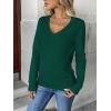 Zeagoo Women’s 2026 Fall V Neck Sweater Trendy Long Sleeve Casual Lightweight Ribbed Knit Pullover Tops(Green)