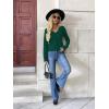 Zeagoo Women’s 2026 Fall V Neck Sweater Trendy Long Sleeve Casual Lightweight Ribbed Knit Pullover Tops(Green)