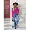 Zeagoo Women’s 2026 Fall V Neck Sweater Trendy Long Sleeve Casual Lightweight Ribbed Knit Pullover Tops(Hot Pink)