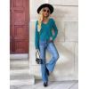 Zeagoo Women’s 2026 Fall V Neck Sweater Trendy Long Sleeve Casual Lightweight Ribbed Knit Pullover Tops(Lake Blue)