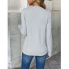 Zeagoo Women’s 2026 Fall V Neck Sweater Trendy Long Sleeve Casual Lightweight Ribbed Knit Pullover Tops(Light Blue)