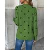 Zeagoo Women’s 2026 Fall V Neck Sweater Trendy Long Sleeve Casual Lightweight Ribbed Knit Pullover Tops(Polka Dot-green)