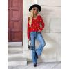 Zeagoo Women’s 2026 Fall V Neck Sweater Trendy Long Sleeve Casual Lightweight Ribbed Knit Pullover Tops(Red White Heart)