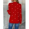 Zeagoo Women’s 2026 Fall V Neck Sweater Trendy Long Sleeve Casual Lightweight Ribbed Knit Pullover Tops(Red White Heart)
