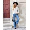 Zeagoo Women’s 2026 Fall V Neck Sweater Trendy Long Sleeve Casual Lightweight Ribbed Knit Pullover Tops(White)