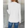 Zeagoo Women’s 2026 Fall V Neck Sweater Trendy Long Sleeve Casual Lightweight Ribbed Knit Pullover Tops(White)