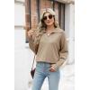 Zeagoo Women’s 2026 V Neck Striped Sweater Long Sleeve Oversized Fashion Knitted Pullover Fall Sweaters Tops(Khaki)