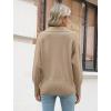 Zeagoo Women’s 2026 V Neck Striped Sweater Long Sleeve Oversized Fashion Knitted Pullover Fall Sweaters Tops(Khaki)