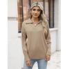 Zeagoo Women’s 2026 V Neck Striped Sweater Long Sleeve Oversized Fashion Knitted Pullover Fall Sweaters Tops(Khaki)