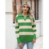 Zeagoo Women’s 2026 V Neck Striped Sweater Long Sleeve Oversized Fashion Knitted Pullover Fall Sweaters Tops(Striped – Green)