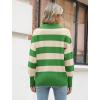 Zeagoo Women’s 2026 V Neck Striped Sweater Long Sleeve Oversized Fashion Knitted Pullover Fall Sweaters Tops(Striped – Green)