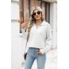 Zeagoo Women’s 2026 V Neck Striped Sweater Long Sleeve Oversized Fashion Knitted Pullover Fall Sweaters Tops(White)