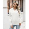Zeagoo Women’s 2026 V Neck Striped Sweater Long Sleeve Oversized Fashion Knitted Pullover Fall Sweaters Tops(White)