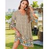 Zeagoo Womens Boho Dresses Casual Beach Summer Dress Tassel Tie Neck 3/4 Long Sleeve Mini Sundress 2026 Floral Print Cover Up(01 Apricot)