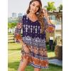 Zeagoo Womens Boho Dresses Casual Beach Summer Dress Tassel Tie Neck 3/4 Long Sleeve Mini Sundress 2026 Floral Print Cover Up(01 Navy)