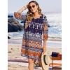 Zeagoo Womens Boho Dresses Casual Beach Summer Dress Tassel Tie Neck 3/4 Long Sleeve Mini Sundress 2026 Floral Print Cover Up(01 Navy)