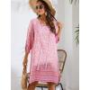 Zeagoo Womens Boho Dresses Casual Beach Summer Dress Tassel Tie Neck 3/4 Long Sleeve Mini Sundress 2026 Floral Print Cover Up(01 Pink)