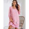 Zeagoo Womens Boho Dresses Casual Beach Summer Dress Tassel Tie Neck 3/4 Long Sleeve Mini Sundress 2026 Floral Print Cover Up(01 Pink)