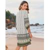 Zeagoo Womens Boho Dresses Casual Beach Summer Dress Tassel Tie Neck 3/4 Long Sleeve Mini Sundress 2026 Floral Print Cover Up(01 White)