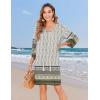 Zeagoo Womens Boho Dresses Casual Beach Summer Dress Tassel Tie Neck 3/4 Long Sleeve Mini Sundress 2026 Floral Print Cover Up(01 White)