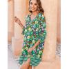 Zeagoo Womens Boho Dresses Casual Beach Summer Dress Tassel Tie Neck 3/4 Long Sleeve Mini Sundress 2026 Floral Print Cover Up(02 Green)
