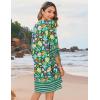 Zeagoo Womens Boho Dresses Casual Beach Summer Dress Tassel Tie Neck 3/4 Long Sleeve Mini Sundress 2026 Floral Print Cover Up(02 Green)