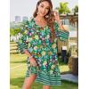 Zeagoo Womens Boho Dresses Casual Beach Summer Dress Tassel Tie Neck 3/4 Long Sleeve Mini Sundress 2026 Floral Print Cover Up(02 Green)