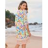 Zeagoo Womens Boho Dresses Casual Beach Summer Dress Tassel Tie Neck 3/4 Long Sleeve Mini Sundress 2026 Floral Print Cover Up(02 White)