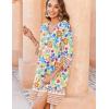 Zeagoo Womens Boho Dresses Casual Beach Summer Dress Tassel Tie Neck 3/4 Long Sleeve Mini Sundress 2026 Floral Print Cover Up(02 White)