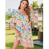 Zeagoo Womens Boho Dresses Casual Beach Summer Dress Tassel Tie Neck 3/4 Long Sleeve Mini Sundress 2026 Floral Print Cover Up(02 White)