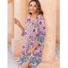Zeagoo Womens Boho Dresses Casual Beach Summer Dress Tassel Tie Neck 3/4 Long Sleeve Mini Sundress 2026 Floral Print Cover Up(03 Apricot)