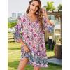Zeagoo Womens Boho Dresses Casual Beach Summer Dress Tassel Tie Neck 3/4 Long Sleeve Mini Sundress 2026 Floral Print Cover Up(03 Apricot)