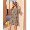 Zeagoo Womens Boho Dresses Casual Beach Summer Dress Tassel Tie Neck 3/4 Long Sleeve Mini Sundress 2026 Floral Print Cover Up(Beige)