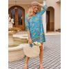 Zeagoo Womens Boho Dresses Casual Beach Summer Dress Tassel Tie Neck 3/4 Long Sleeve Mini Sundress 2026 Floral Print Cover Up(Blue Floral 01)
